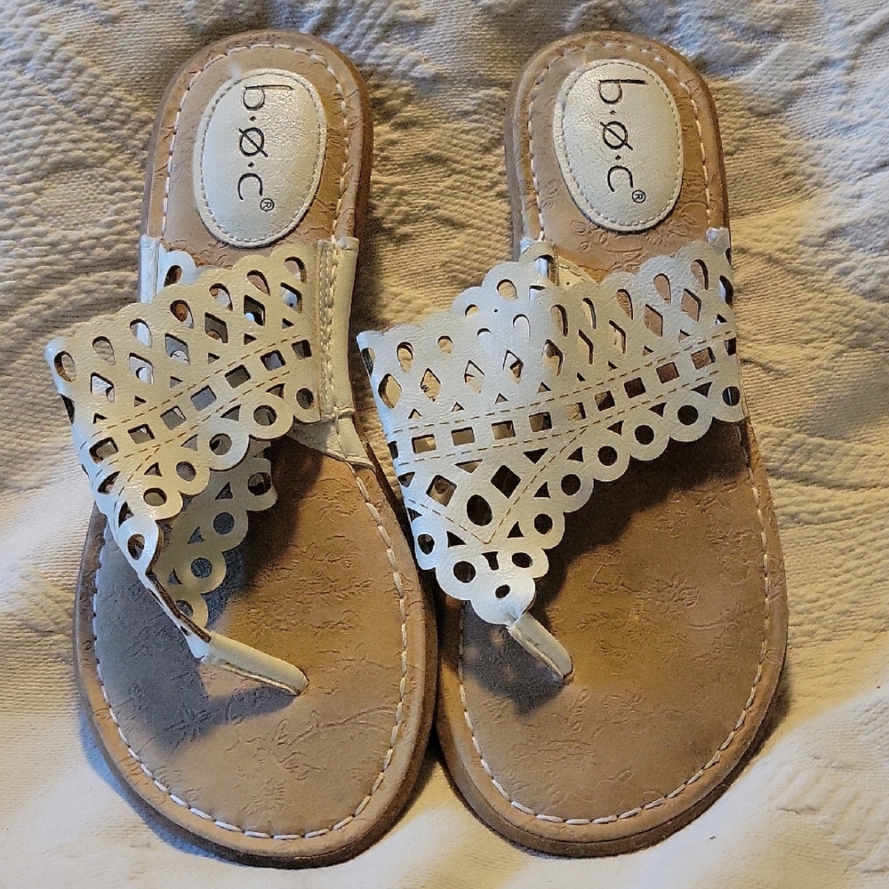 b.o.c. White and Tan Sandals